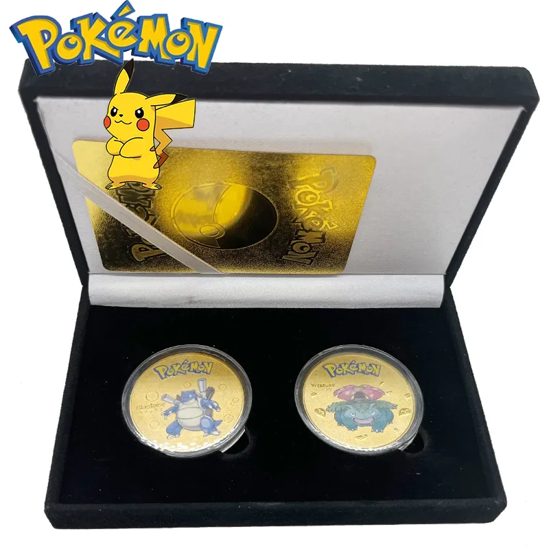 pokemon cards golden Pokemon Anime Plated Gold Coins Game Commemorative  Coins Pikachu Charizard Mewtwo Gold Coins Game Collection Box of Coins  giftsParty Games Crafts | Daraz.lk