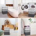 1pc Grey Large Capacity Waterproof Cotton Linen Dirty Clothes Basket Simplified Clothes Sundrie Storage Box Foldable Storage Bag. 