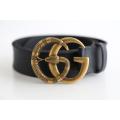 Leather belt with Double G buckle with snake. 