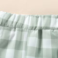 Girls Summer Outfits Sleeveless Plaid Top Pants 2pcs Clothes Set. 