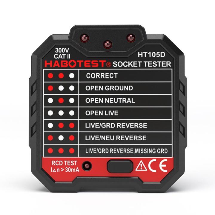 KOGEEK HABOTEST Advanced GFCI Electric Socket Tester Automatic Neutral Live Earth Wire Testing Circuit Polarity Detector Wall Plug Breaker Finder Electric Leakage Test