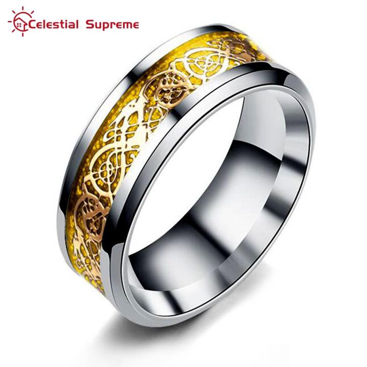 Finger Band Glowing Dragon Pattern Men Ring