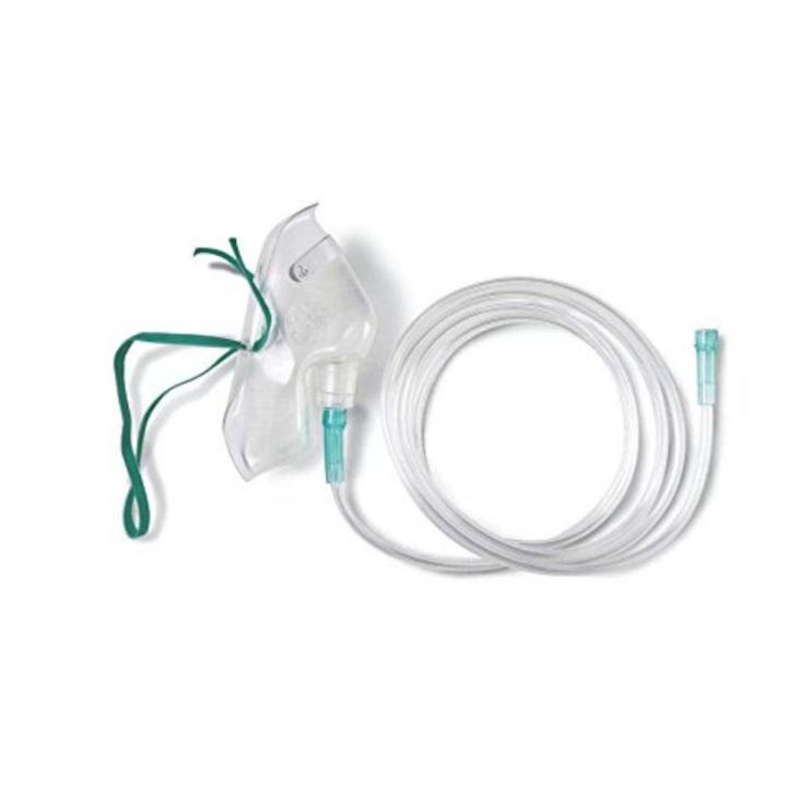 Non-Rebreather Oxygen Mask with Ordinary Connector, Oxygen Tube, DEHP-Free | NRBM Face Mask | Non-Breather Mask| Adjustable Elastic Strap | Rebreathing Oxygen Face Mask | Latex-Free Materials