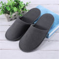 Winter Solid Color Velvet Warm Home Leisure Non-Slip Hotel Disposable Wool Slippers. 