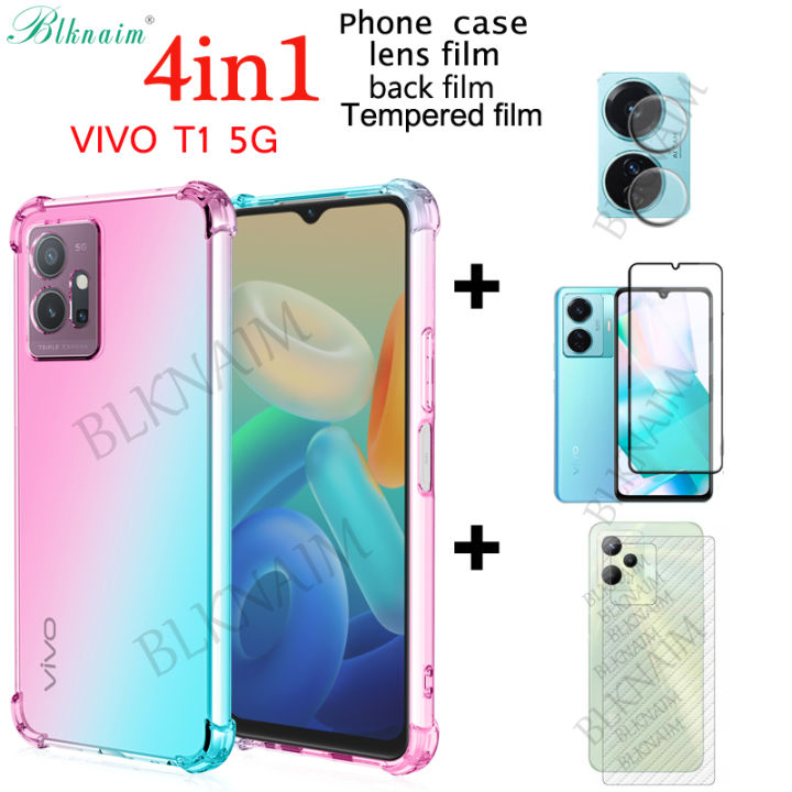 BLKNAIM%20(4-in-1)%20For%20VIVO%20T1%205G%20Case%20Anti-fall%20Color%20Mobile%20Phone%20case%20+%20Full%20Screen%20Tempered%20Glass%20Film%20+%20Carbon%20Fiber%20Back%20Film%20+%20Lens%20Film%20-%20Image%204