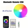 USB LED Neon Strip Lights – LQHZMYY RGB Mood Lighting with 24-Key Touch Remote, IP65 Waterproof, Adjustable Brightness for Events & Interior Decor. 