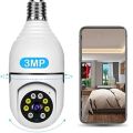 Light Bulb Camera, 360 Degree Panoramic IP Camera, Full HD 1080P Adjustable Vertical 90°Horizontal 360° Wi-Fi Surveillance Camera, with Night Vision, Alarm Function, Motion Detection, Two Way Talk WiFi Light Bulb Camera Wireless 1080P Smart Dome Security. 
