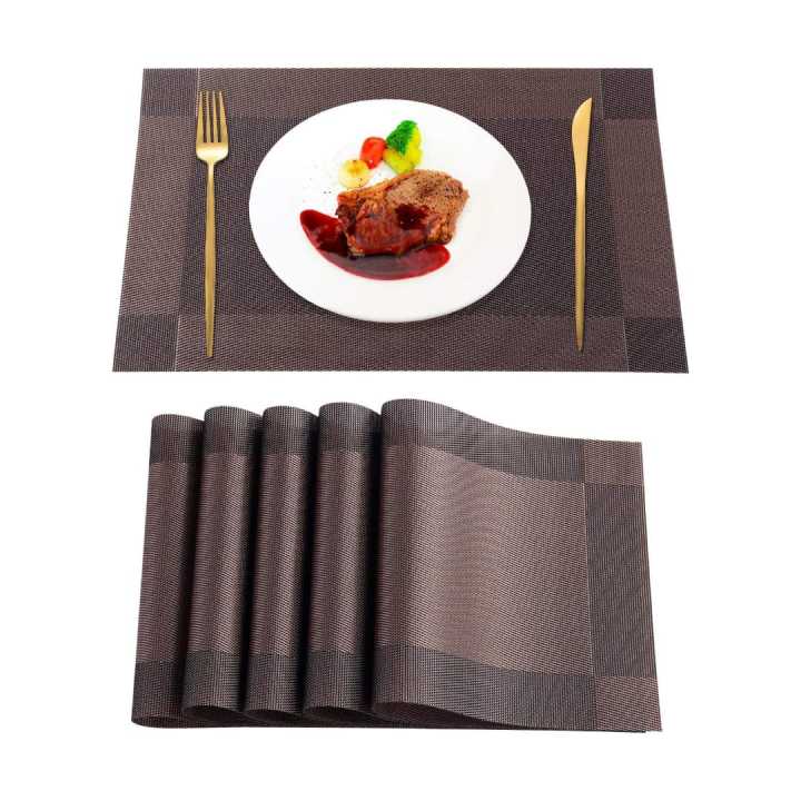 Dining%20Table%20Mats%2012x18%20inches%20Set%20of%206%20Washable%20Placemats%20Indoor/Outdoor%20Vinyl%20Place%20Mats%20for%20Dining%20Table%20Durable%20PVC%20Weave%20Table%20Mats%20-%20Image%208