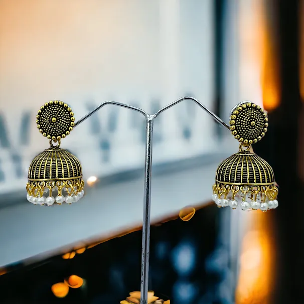 Black%20Gold%20Jimikki%20Earing%20Indian%20Jewelry%20Traditional%20Chandbali%20earings%20Jhumka%20Jhumki%20Dangle%20Earrings%20for%20Women,%20ear%20rings%20Perfect%20Gifts%20for%20Her%20-%20Image%202