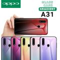 Slim Hybrid Gradient Tempered Glass Case for OPPO A31 Phone Cover Soft TPU frame Colorful Patterned Glass Hard Back Case. 
