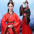 【WEJA】Women's Ancient Traditional Chinese Costume Half Sleeve Embroidery Hanfu Top High Waist Swing Skirt Outfit. 