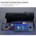 Ultraviolet UV Counterfeit Bill Detector Machine Forged Money Tester Fake Polymer Bank Note Checker for Euro Pound Yen Won Peso (Not for US Dollar). 