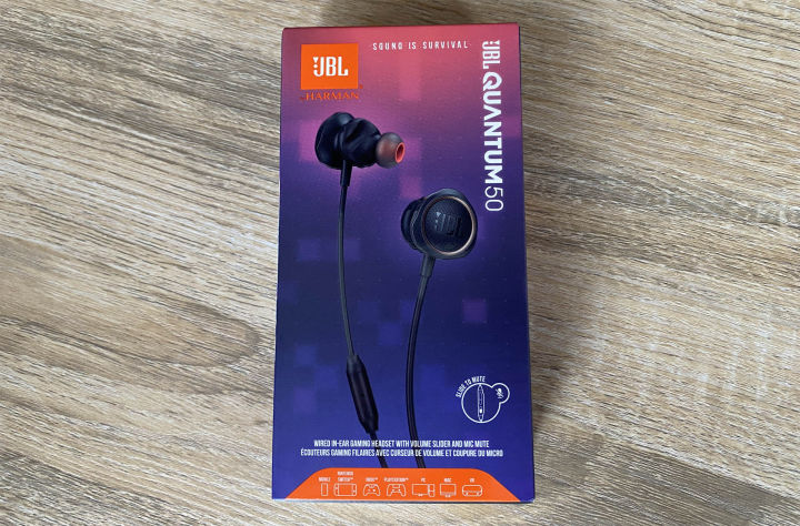 JBL Quantum 50 Wired in Ear Gaming Earphone with Inline Voice Focus Microphone and Master Volume Slider, Twist-Lock Technology