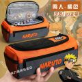 Deli Pencil Case Naruto Version Stationery Box for Boys Large Capacity Simple Canvas Two-Layer Multifunctional Pencil Bag. 