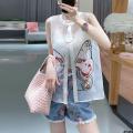 Women's Buckle Chinese-Style Transparent Embroidered Young Sun Protection Fashion round Neck Vest Vest Waistcoat Thin New. 