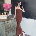 Black mature lady pure desire suspender dress women's summer spicy girl slim fit slimming and sexy hip hugging skirt long skirt. 