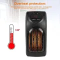 Electric Round Heater Fan Air Warmer 400 Watts Handy Room Heate with Remote Control,The Wall Outlet Space Heater Blower Adjustable Timer Digital Display for Office/Camper. 