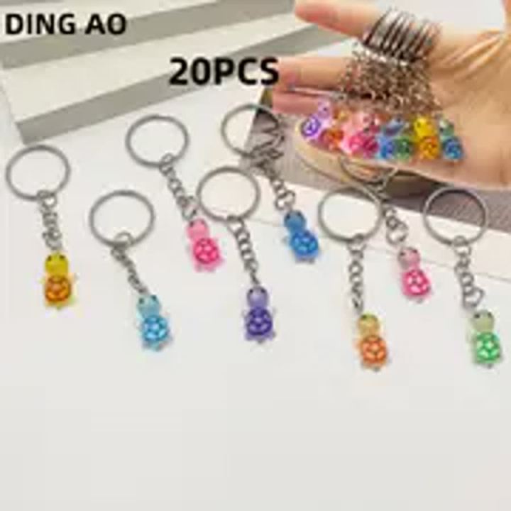 1pc Vibrant Glow-in-the-Dark Mini Turtle Keychains - Resin Charms with Ring Buckles, Ideal for Party Gifts, DIY Accesso