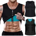 Slimming Vest Body Shaper Neoprene Abdomen Fat Burning Shapewear Body Shaper Sauna Shirt Workout Slimming Belt Waist Sweat Elegant Trainer Zipper Hot Neoprene Tank Top  Sweat Waist Men vest shaper (XL) Belly Men. 