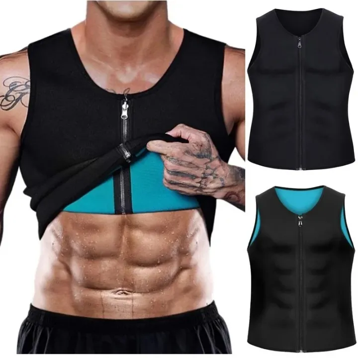 Slimming Vest Body Shaper Neoprene Abdomen Fat Burning Shapewear Body Shaper Sauna Shirt Workout Slimming Belt Waist Sweat Elegant Trainer Zipper Hot Neoprene Tank Top  Sweat Waist Men vest shaper (XL) Belly Men