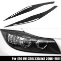 Carbon Fiber Headlight Eyelid Eyebrow Cover Stickers Trim for BMW E90 E91 328I 335I M3 2006-2011. 