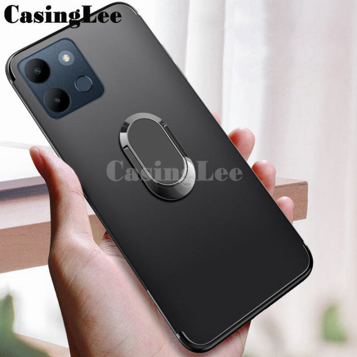 For infinix Smart 7 HD Case Soft Matte Full Protector Shockproof Car Magnetic Holder Ring Phone Cover Casing Hp infinix Smart7 HD Phone Cases