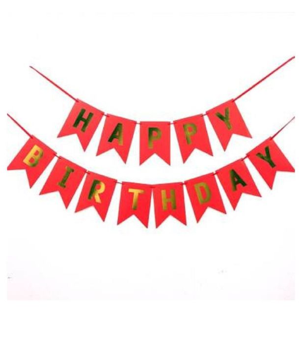 HAPPY BIRTHDAY Paper Hanging Banner regular size printed banner embossed gold letters