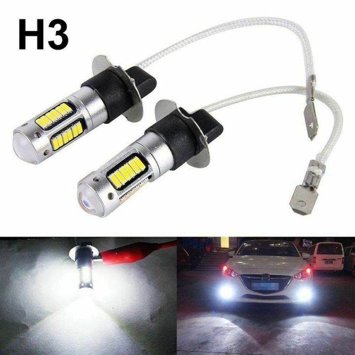 h3 led headlight bulb-2 x LED Bulbs H3 6000K Super White-white