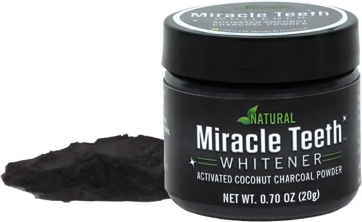 Miracle Teeth Whitener - Natural Whitening Coconut Charcoal Powder - Gentle On Teeth And Gums And Removes Stains Caused Smoking, Coffee, Soda, Red Wine And More! - As Seen On Tv