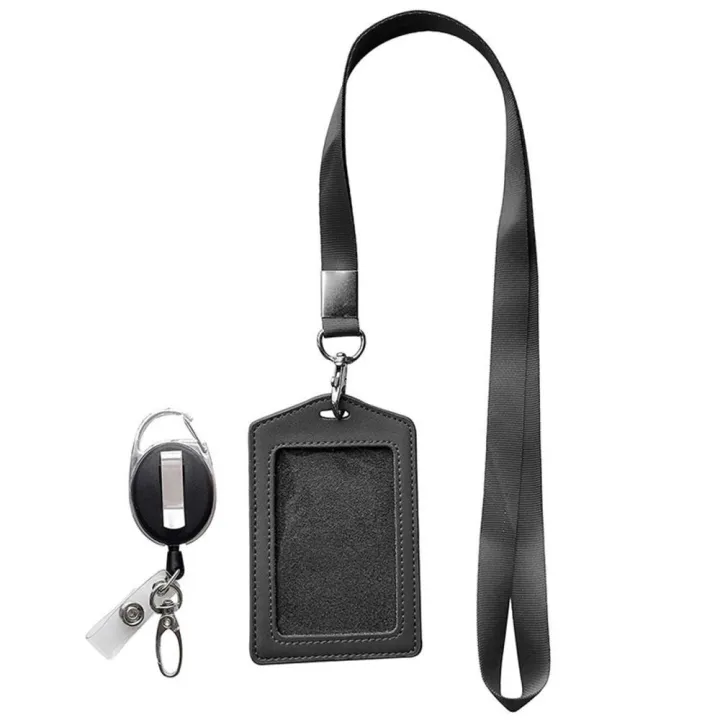 Leather%20Badge%20holder%20Professional%20Business%20Card%20band%20ID%20card%20holder%20Retractable%20Neck%20strap%20Leather%20holder%20for%20Office%20Conference%20Trade%20show%20Corporate%20events%20Employee%20identification%20-%20Image%203