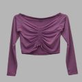 Pretty Wear Women's Sexy Off Shoulder Crop Tops T-Shirt Slim Fit Sexy Long Sleeves Tunics Blouse Going Out Nightout Party Club Shirt Gray, Purple, Pink Colors. 