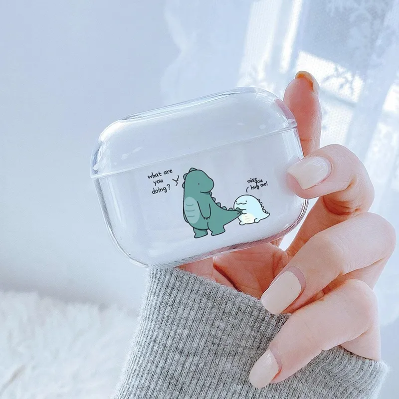 NEW Cute Dinosaur Couple Hug Me for Apple Airpods Earphone Case