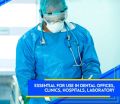 Blue Disposable Medical Isolation Gowns w/ Knitt Cuffs, Lab Dentists Hospital. 