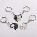 2PCS/Set Yin Yang Cats Couple Keychains Love Heart Round Stainless Steel Pendants Key Chain Valentine's Day Gift. 