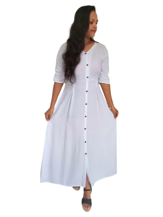 White%20Viscose%20Long%20Frock%20Women's%20Maxi%20Dress%20Summer%20Casual%20Elegant%20Loose%20Fit%20Gown%20-%20Image%202