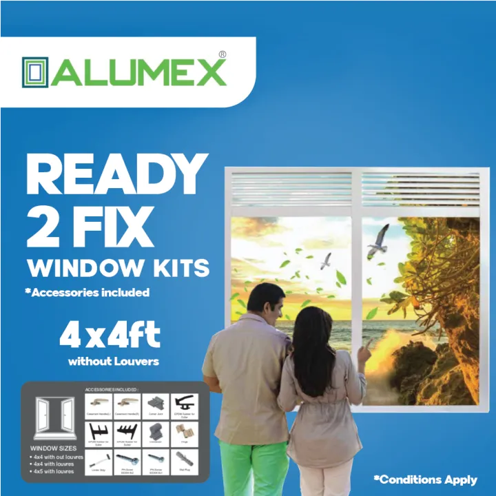 Alumex Ready to fix window without Louvre - 4x4 Ft