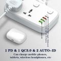 LDNIO Power Socket SC2413 Extension Plug with USB 20W Socket Extension Cord Universal Outlets 1 PD & QC3.0 & 2 Auto ID. 