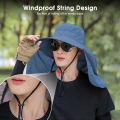 【Heartbeat Girl Store】（NEW） Sun Caps UPF 50 Sun Protection Hat Fishing Hat Outdoor Hiking Hat Anti-UV Flap Hats Quick Dry Fisherman Sports Hiking Visor Hat with Removable Neck and Windproof Strap. 