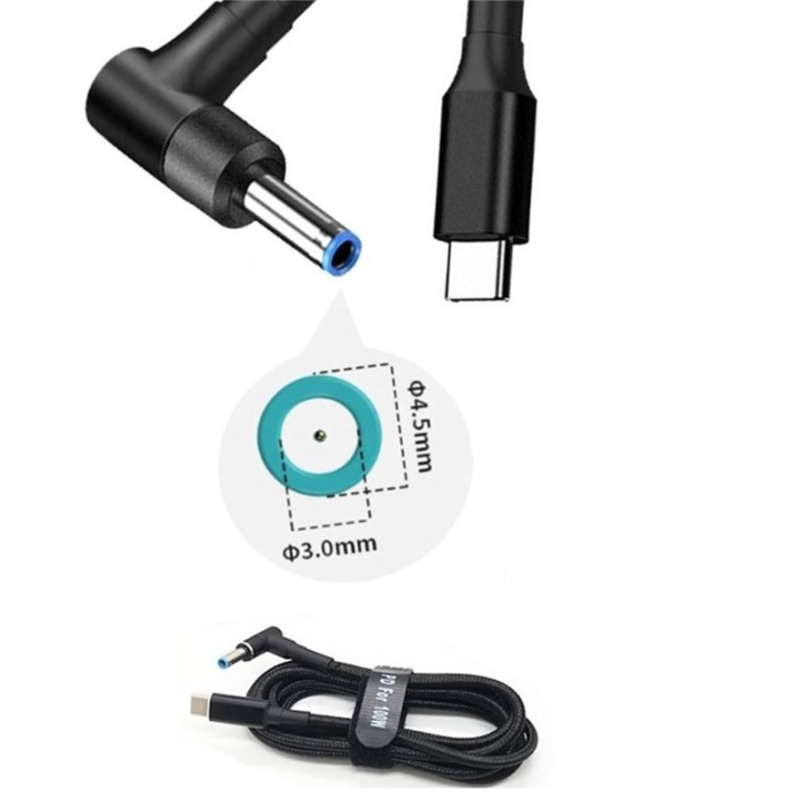 USB%20C%20to%20Laptop%20Charging%20Cable%20Adapter%20Type%20C%20to%20DC%204.5%20x%203.0mm%20Converter%20100W%20PD%20Power%20Charger%20Supply%20Cord%20for%20HP%20-%20Image%202