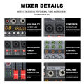 BOMGE RV6 Professional 6-Channel Audio Mixer with 16 DSP Effects, 7-Band EQ, Independent 48V Phantom Power Function, USB Interface Recording, Suitable for Studio/DJ Stage/Party/Home Recording. 