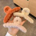 【HOT】 New Korea Fashion Furry Plush Hair Clips Warm Winter For Women Shark Hairpins Plus Size Hair Claws Trendy Hair Accessories. 
