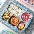 5 Compartments Lunch Box Stainless Steel Leak-Proof Large Bento Boxes Soup Container School Dinnerware(Pink). 