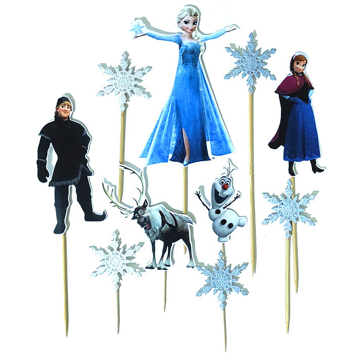10Pcs Elsa Frozen Cake Toppers Princess Cup Cake Decoration Cake Topper
