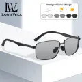 LouisWill Men Polarized Sunglasses Night Vision Sunglasses Color Change Retro Square Sunglasses UV400 Aluminum Magnesium Carbon Fiber Legs  Eyewear Ultra Light Anti Glare Glasses Outdoor Sports Driving Sunglasses. 