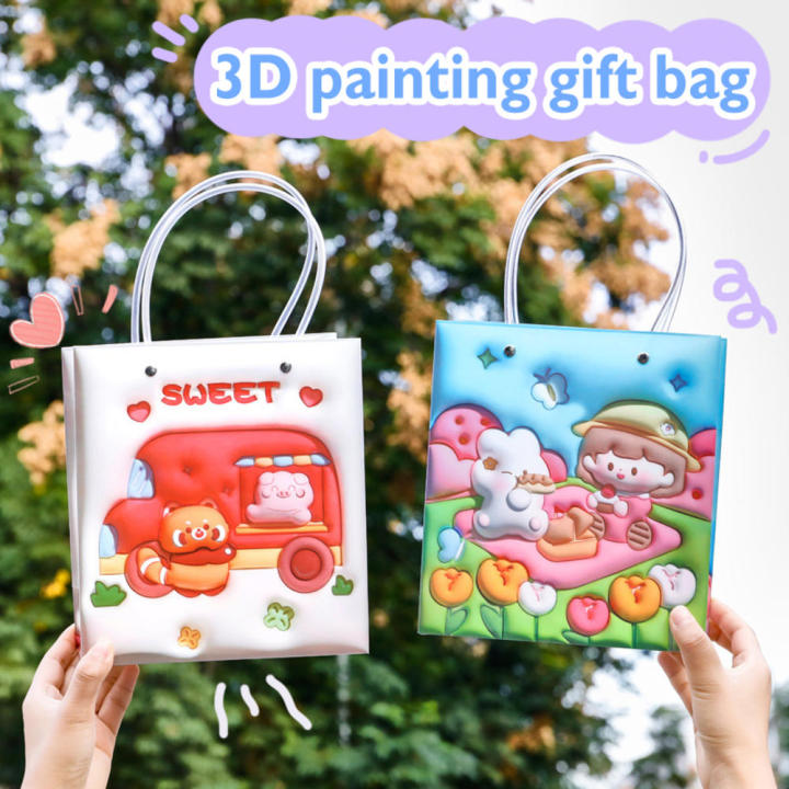 PP Cartoon 3D stereoscopic painting birthday As shown in the figure 33*19*9CM gift bag students creative for cartoon-themed