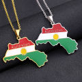 Kurdistan Map Flag Pendant Necklace Stainless Steel Gold Silver Color Men Women Country Map Jewelry Gift. 