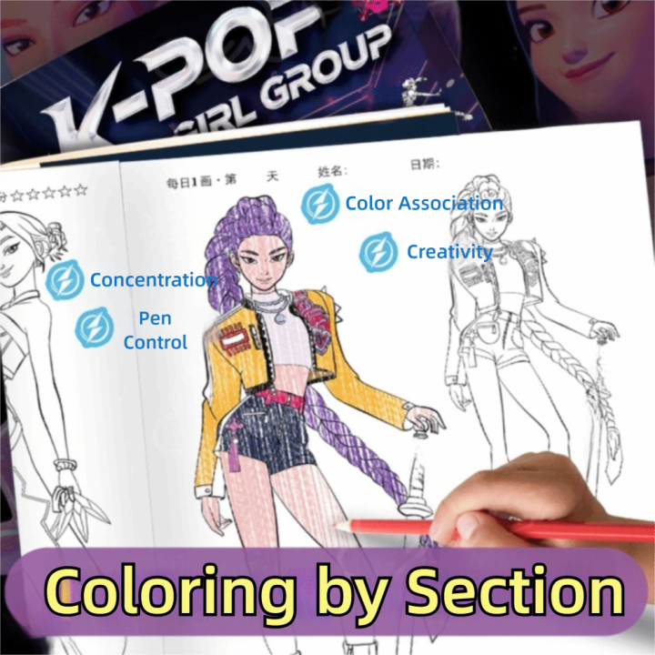 Children's%20Holiday%20Gifts%20Rumi%20Zoey%20Mira%20Kpop%20Demon%20Hunters%20Coloring%20Book%20Multi%20Scene%20Watercolor%20Tracing%20Painting%20Book%20Cute%20Cartoon%20Diy%20Coloring%20Book%20-%20Image%202