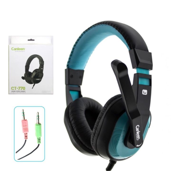 Canleen CT-770 Gaming Stereo Headphone 3.5mm Jack Wired With Mic High-Quality Bass Sound Comfortable Wearing Ear Cushion Durable Blue On-Ear Gaming Headphone