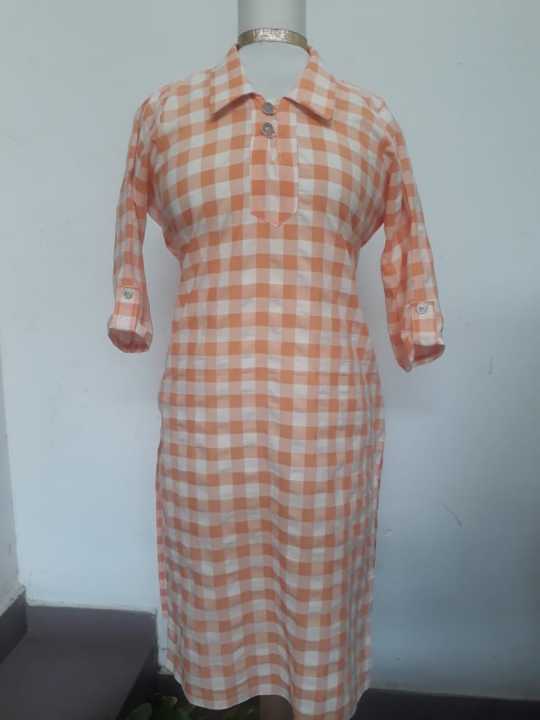 Ladies Orange Cotton Shalwar Top - stitched - 40 inches Long