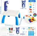 2 In 1 Tetris Projection Painting Table Kids Drawing Board Projector Table, Drawing Table Led Projector Toddler Toy Educational Drawing Playset for Kids Boys Girls Age 3+. 